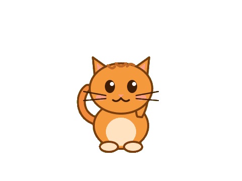 The same waving cat GIF with the background removed, shown on a transparency checkerboard.